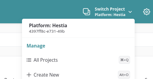 project dropdown